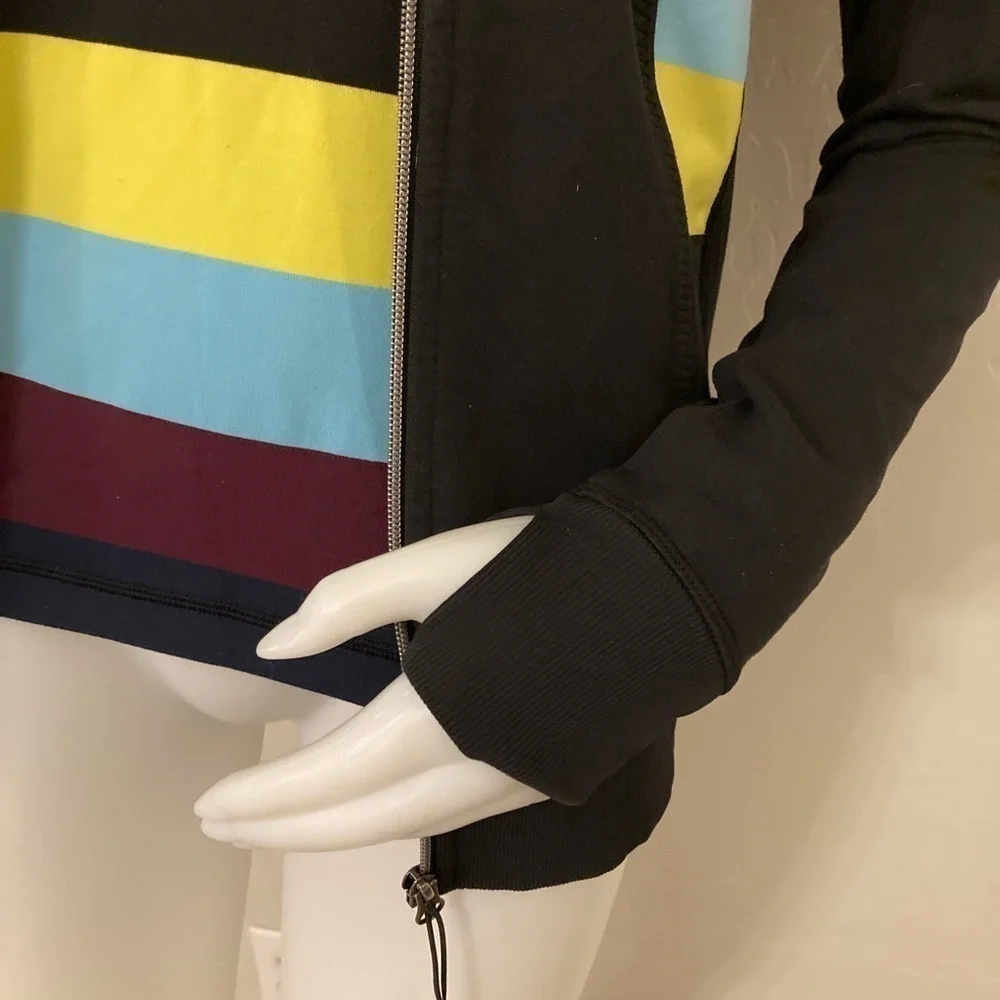 Lululemon Stride Jacket Pow Stripe Split Pea Plum Inkwell/Racerback Tank Set 4